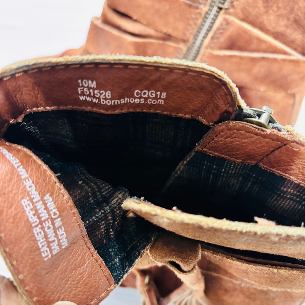 Born Brown Leather Upper fringes women size 10M - Picture 5 of 5